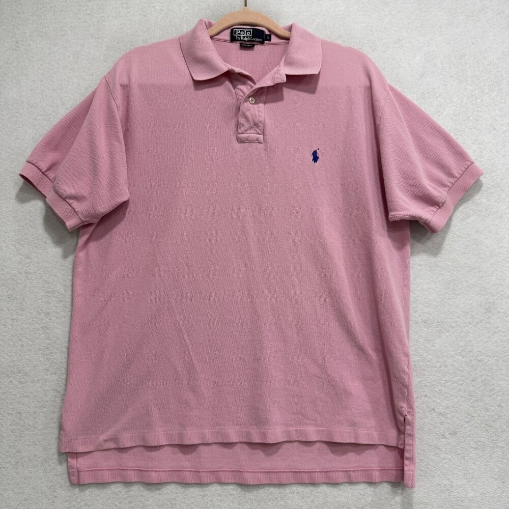 Polo Ralph Lauren Polo Shirt Mens Large Pink Classic Fit Pony Logo Cotton